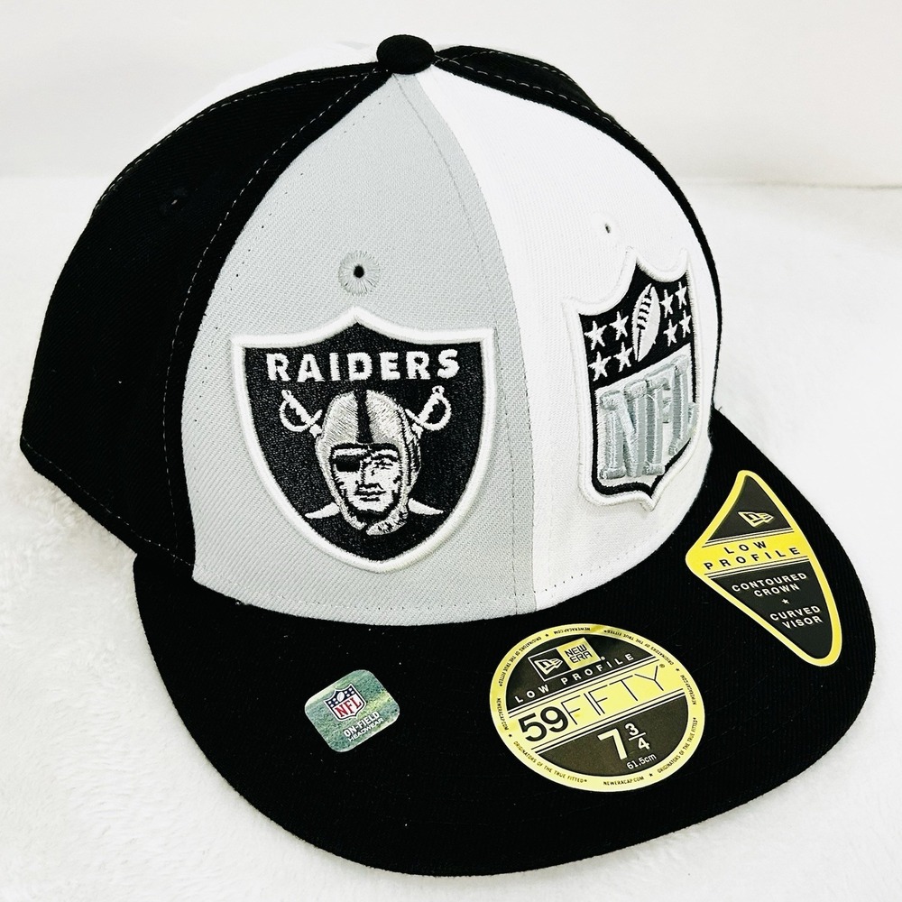 Las Vegas Raiders New Era Pinwheel NFL Low Profile 59FIFTY Fitted Hat Cap 7 3/4